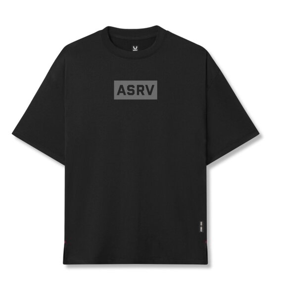 ASRV Black Short Sleeve Aerosilver "BOX LOGO" Oversized Tee - Picture 5 of 5